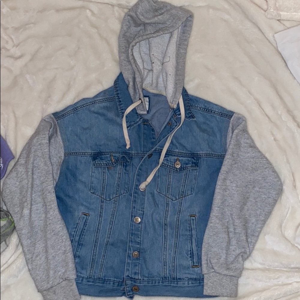 F21 Jean jacket hoodie